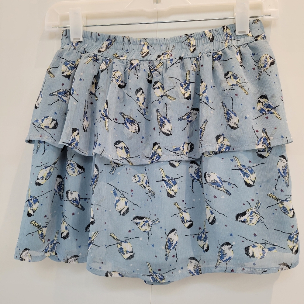 Steve Madden Blue Bird Print Skirt - Picture 4 of 10